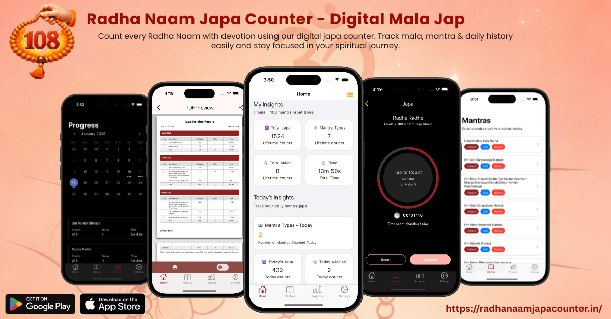 Japa Counter - Naam Jap Mala is a simple and easy app made for daily chanting, naam jap, and mantra practice.